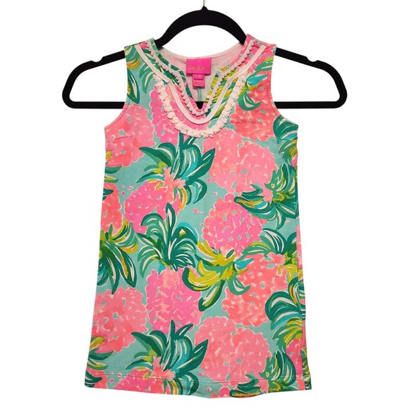 Lilly Pulitzer Harper Girls Shift Dress Size Small (4-5) Pineapple Shake - Picture 1 of 5